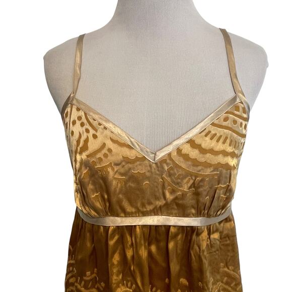 The Limited Y2K Silk Blend Cami Womens Small Gold Empire Waist Babydoll Top Tank - Picture 3 of 8